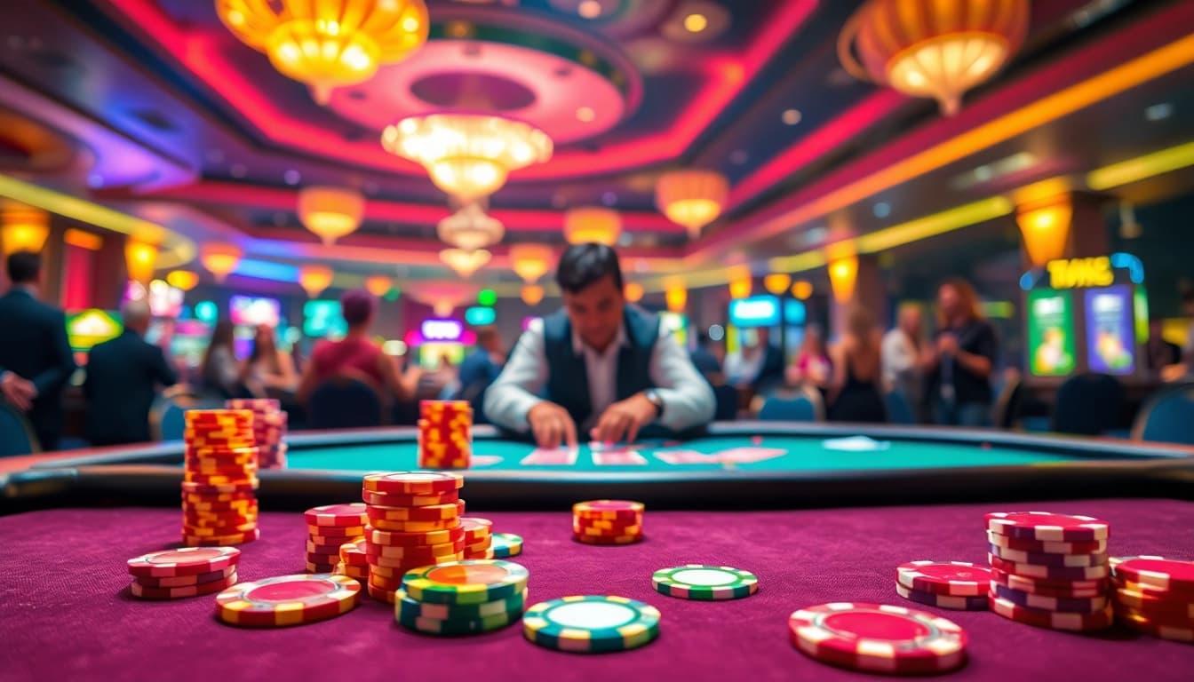Dive into the excitement of a Casino with vibrant poker games and lively players.