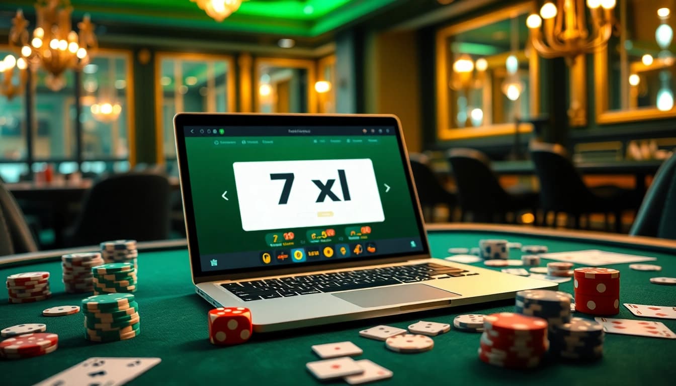 Enjoying the excitement of online gaming with the 7xl להורדה app interface amidst a luxurious casino ambiance.