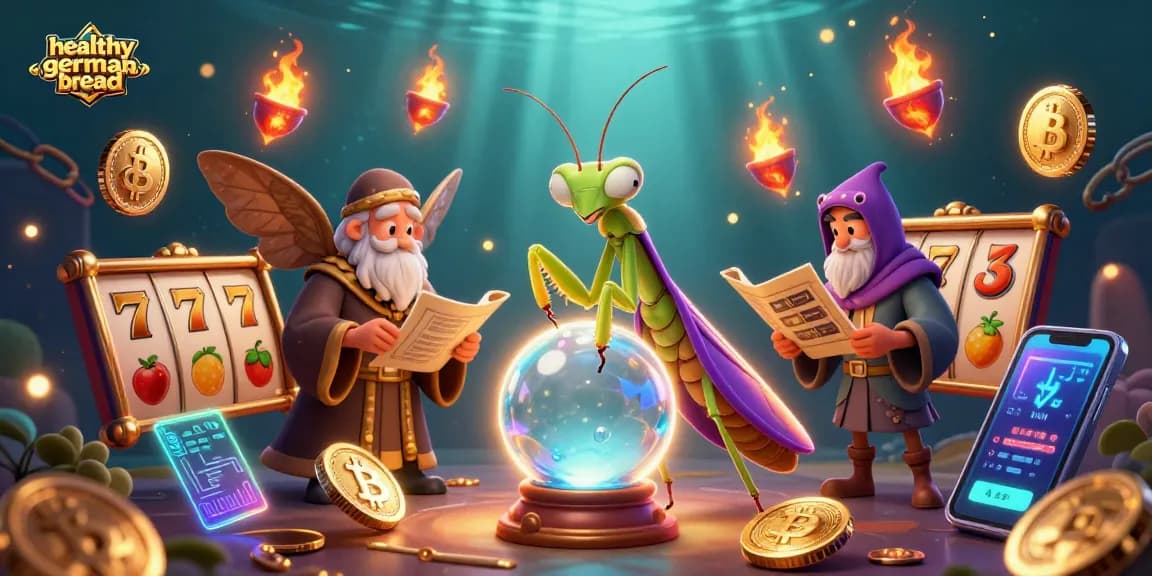 Win with healthygermanbread at this 3D casino scene featuring vibrant slot elements and mystical characters.