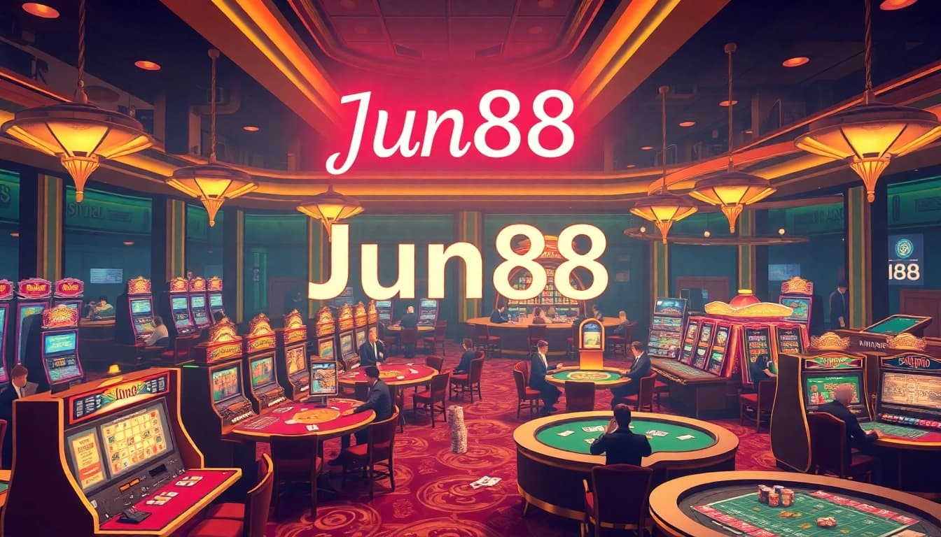 Engage in thrilling casino games at Jun88's vibrant gaming floor with poker and roulette.