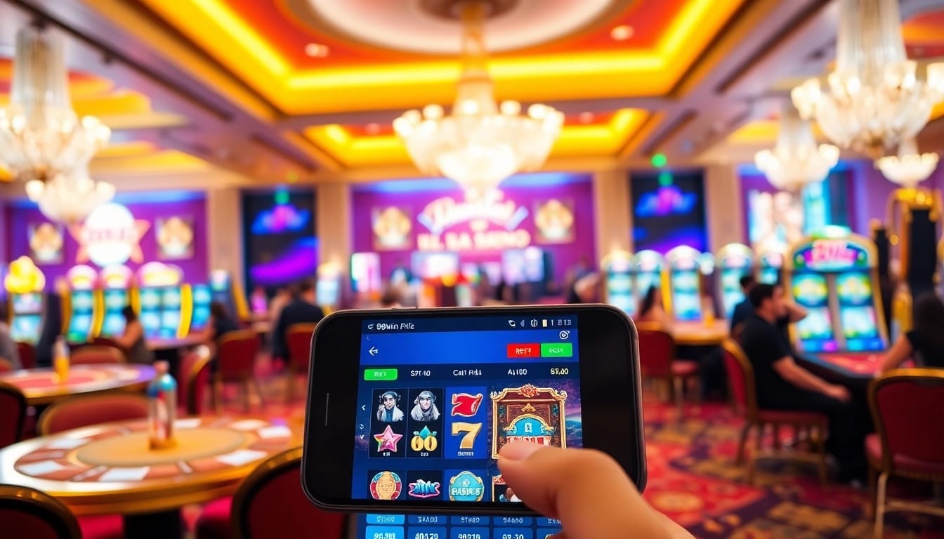Experience the excitement of gambling with the app 98win showcasing vibrant casino action and betting.