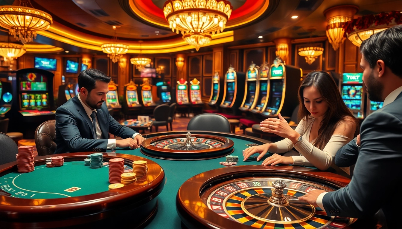 Engaged players enjoy thrilling casino games at 789f.best, showcasing vibrant poker and slot action.