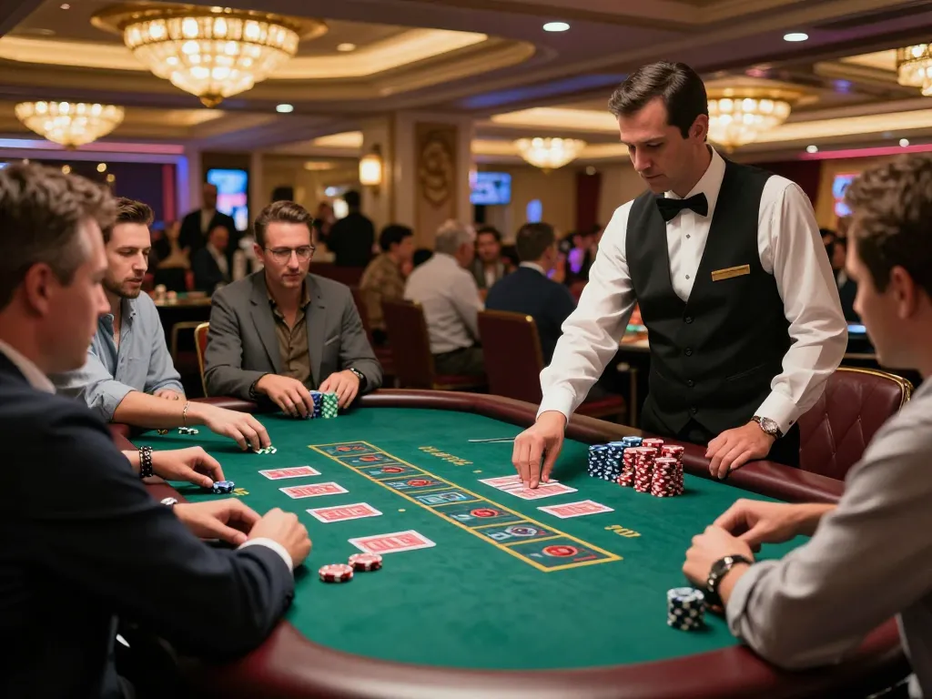 SpinAdvisor highlights players engaging in an exciting blackjack game at a Vegas casino.