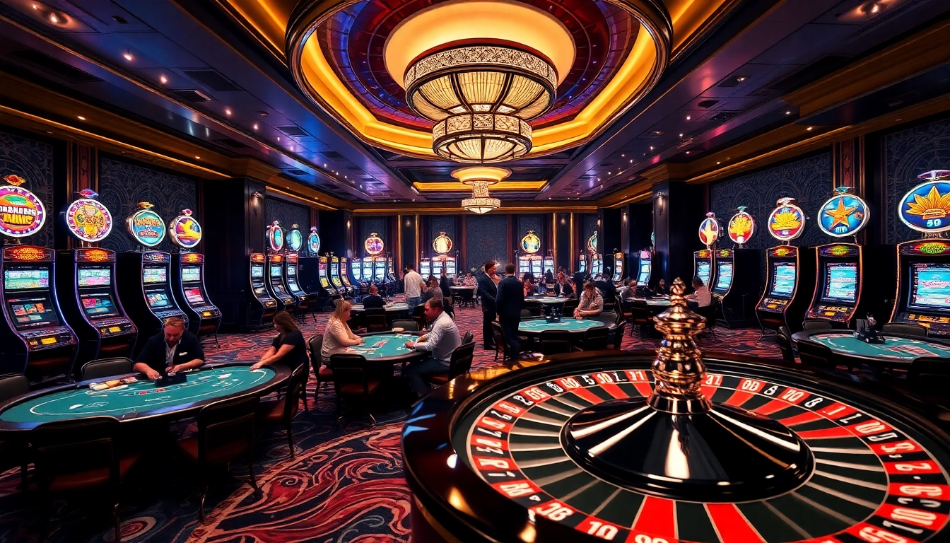 Gamblers exploring the thrilling games at https://king888.black/ casino, engaging at tables and machines.