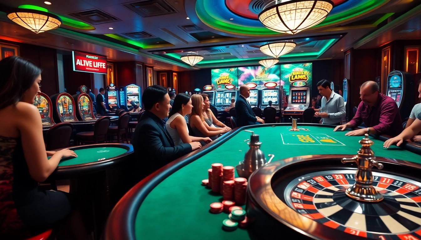 Engaging gamblers at a vibrant casino, highlighting excitement and promotions from https://lc88.supply/.