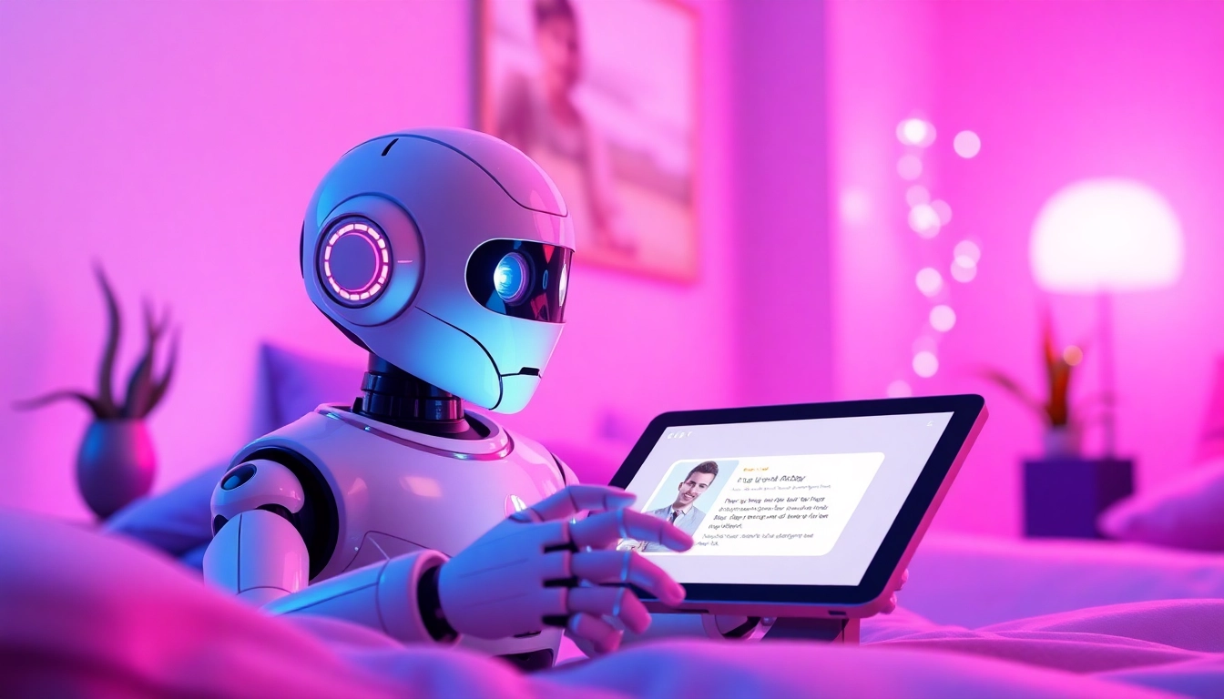 A friendly sexting AI chatbot in a cozy digital interaction setting, showcasing user engagement and connection.
