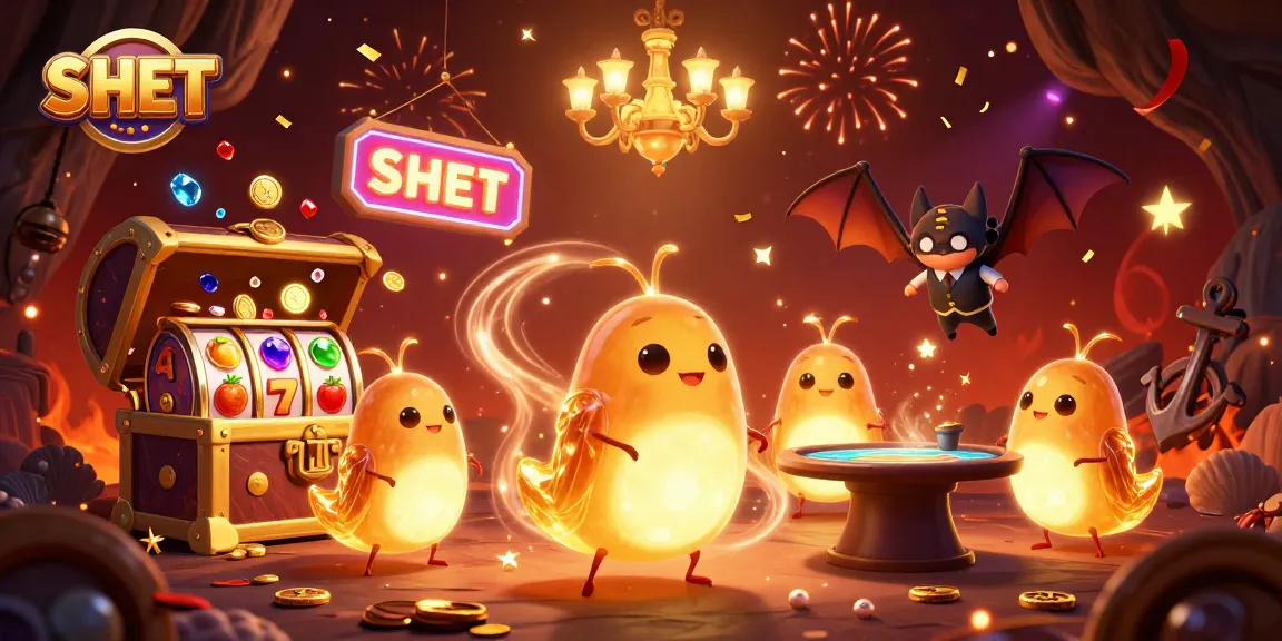 Experience high-energy gaming at SH BET with vibrant 3D casino elements and glowing characters.