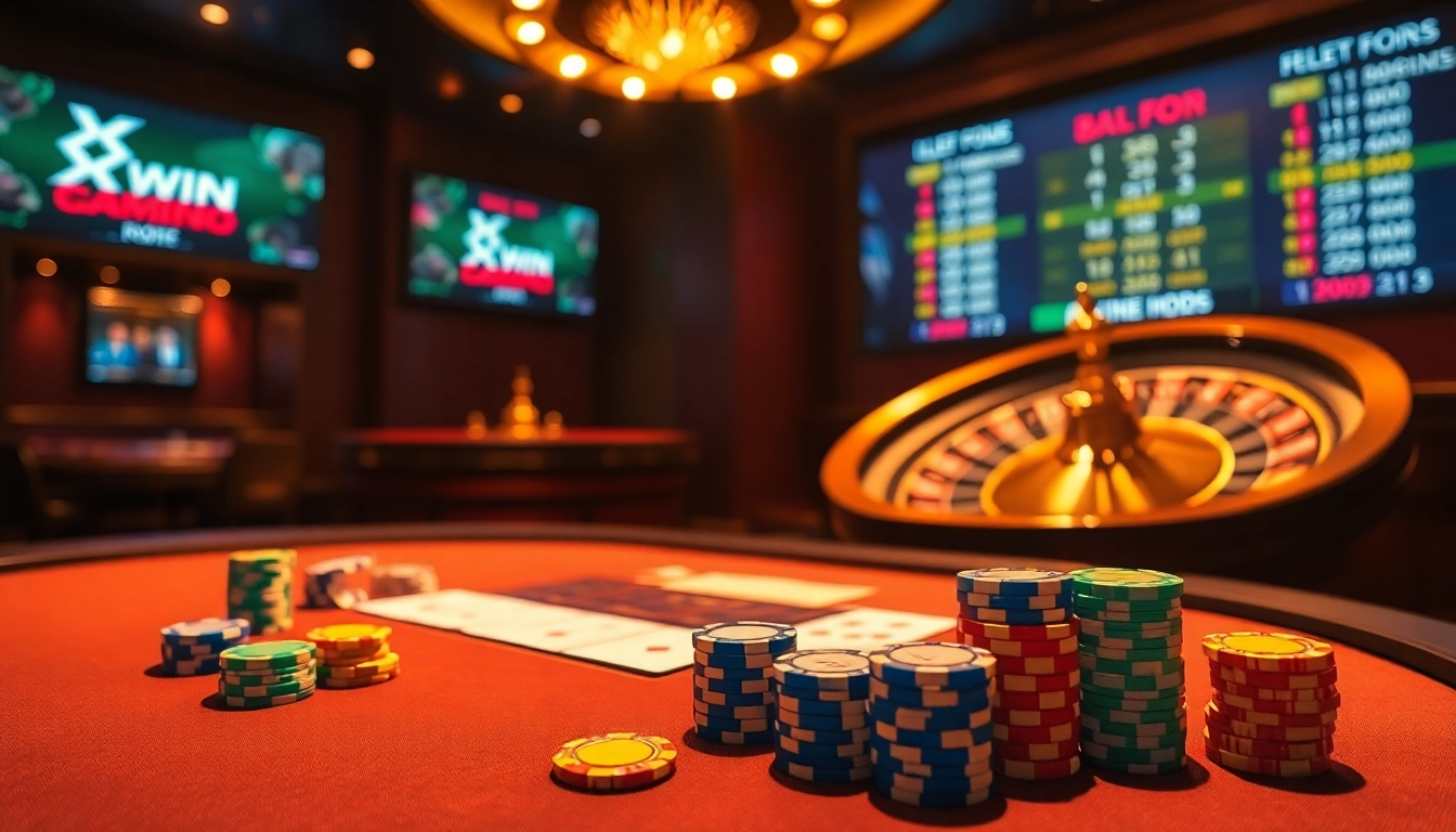 Engaging KK WIN online gambling scene with vibrant betting tables and casino elements.