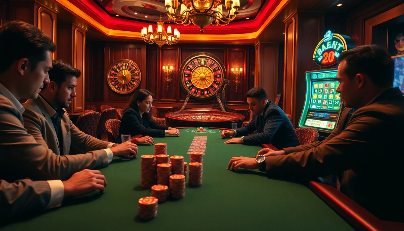 Engaging poker players at https://www.kjc.global/ showcase thrilling casino excitement with luxurious chips and winnings.