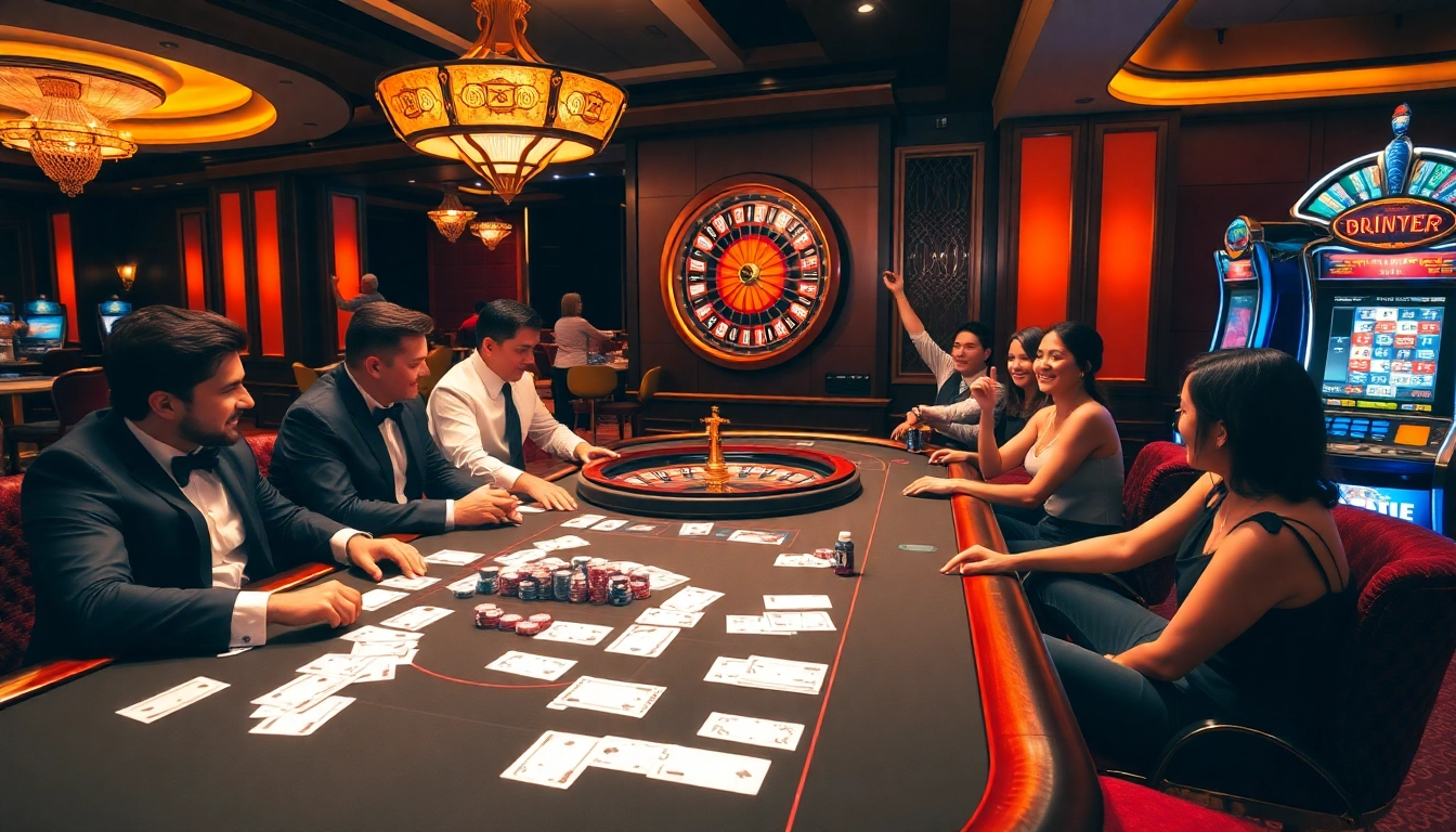 Winning at fun79 casino with vibrant tables and professional dealers in action.