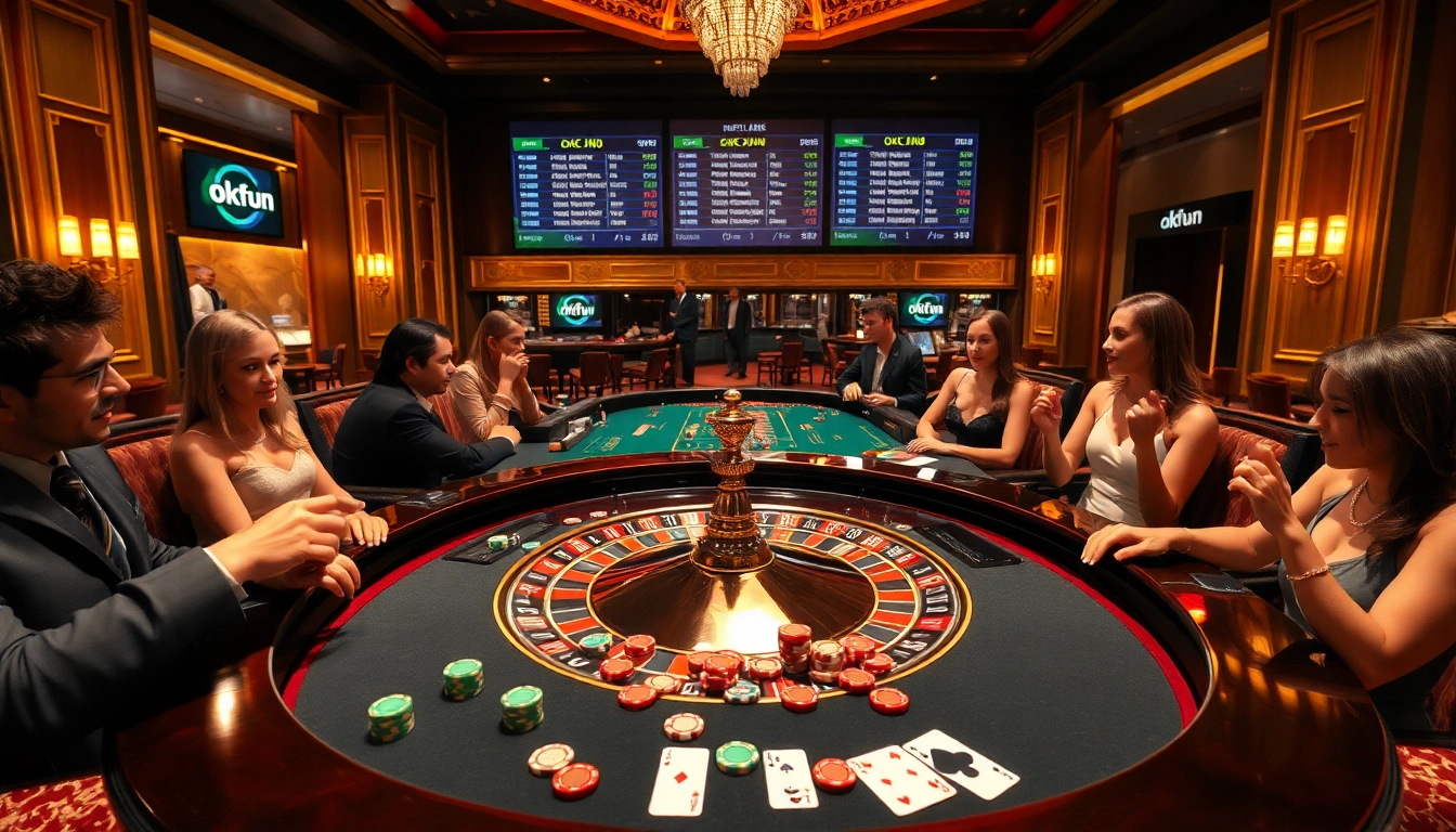 Experience thrilling gameplay at the OKFUN casino with action-packed roulette and vibrant chips.
