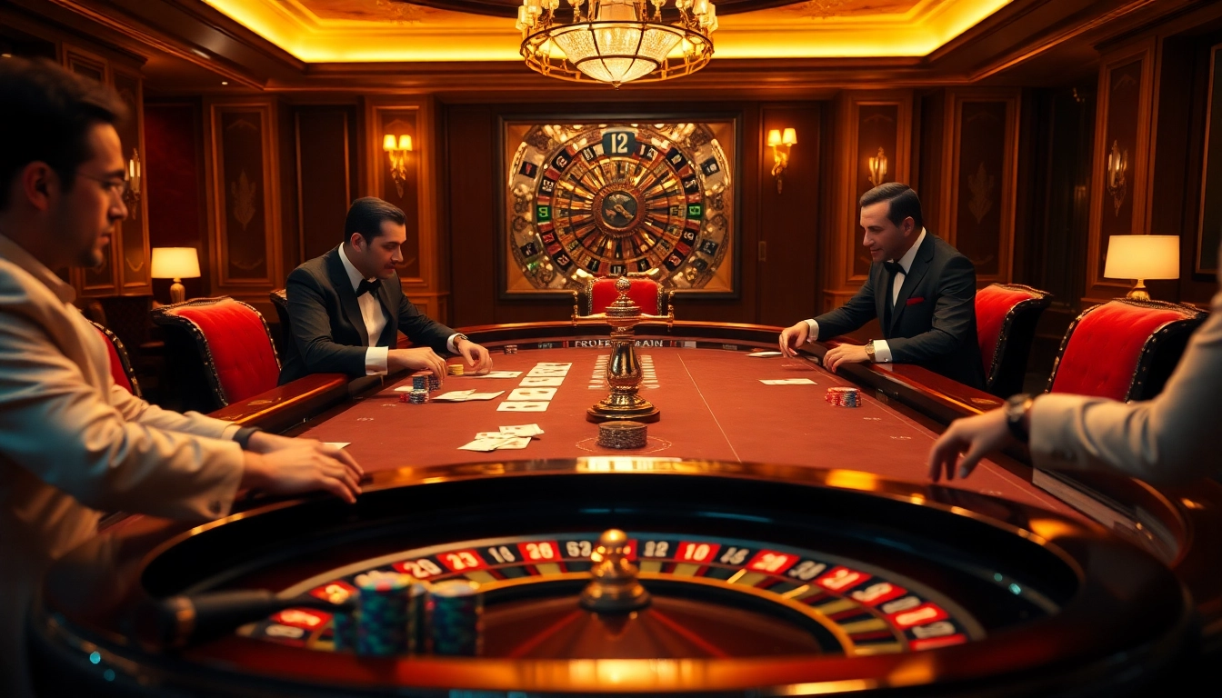 A high-stakes poker table capturing the thrill of gambling, illustrating is hidden wiki illegal themes with sophisticated players.