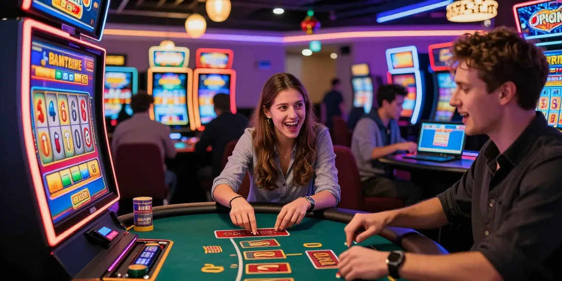 Exciting scene of players enjoying credit card casinos with vibrant slot machines and live dealer games.