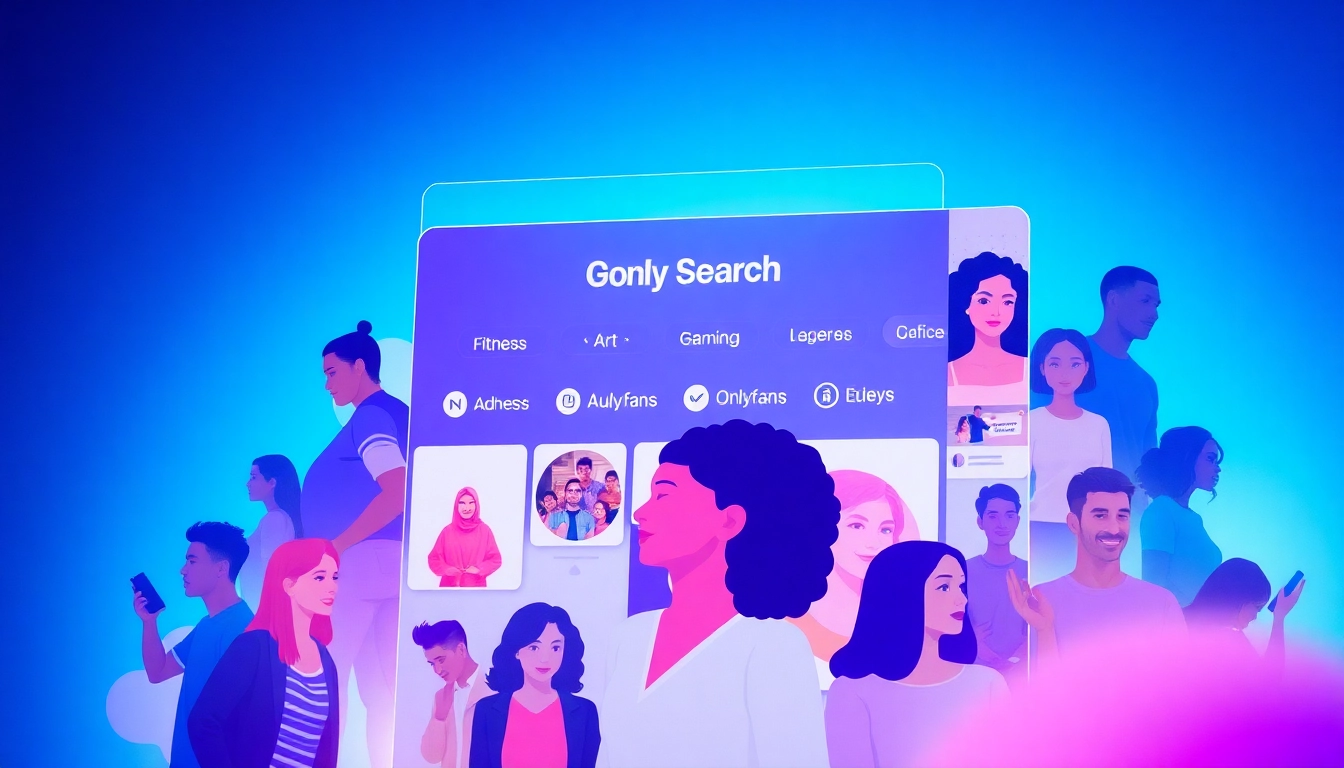 OnlyFans Search interface showcasing diverse creators and categories.