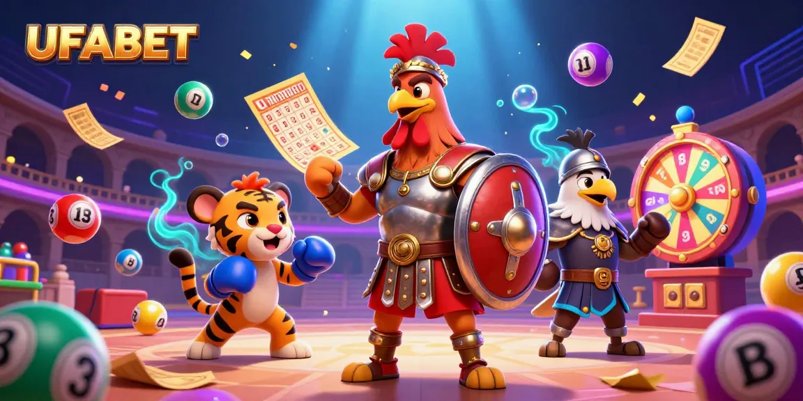 Win exciting prizes with UFABET in this vibrant online casino illustration.
