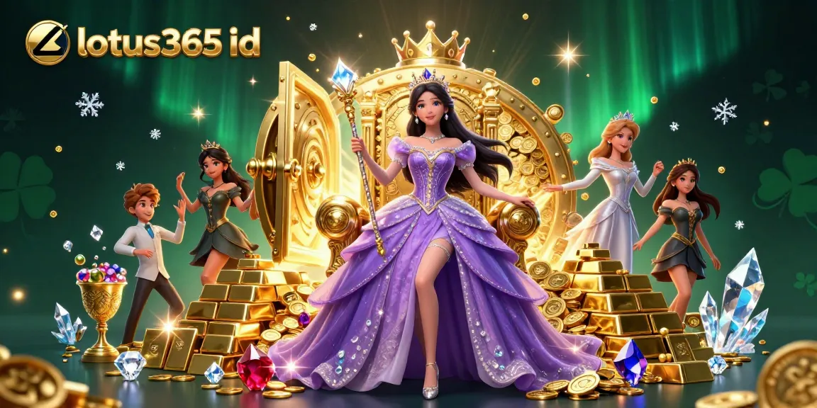Bet on excitement with lotus365 id featuring a royal gaming theme, gold coins, and sparkling treasures.