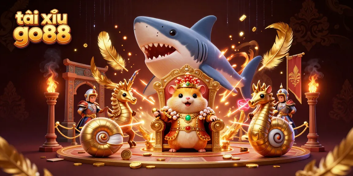 Engage in thrilling gameplay with tài xỉu go88 as the fierce golden hamster king reigns over a vibrant casino scene.