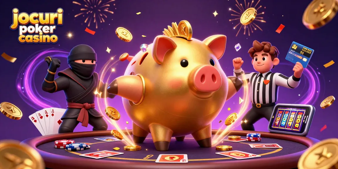 Joacă jocuri poker casino cu personaje dinamic, monede și efecte spectaculoase în atmosferă de sărbătoare.