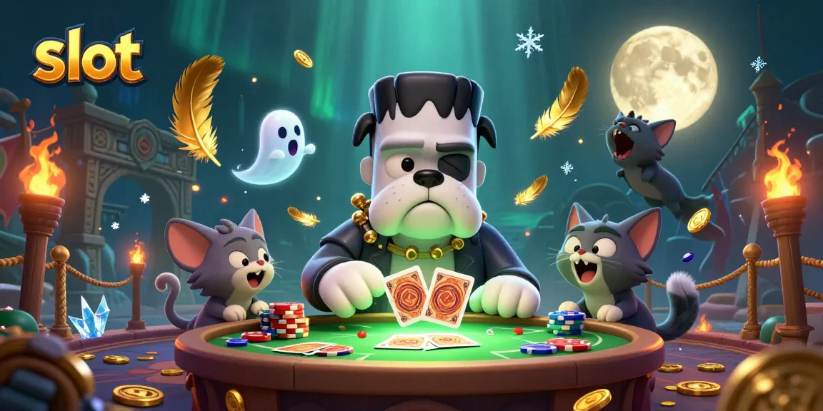 Mainkan slot gacor dengan monster bulldog Frankenstein dan permainan kartu di kasino online.