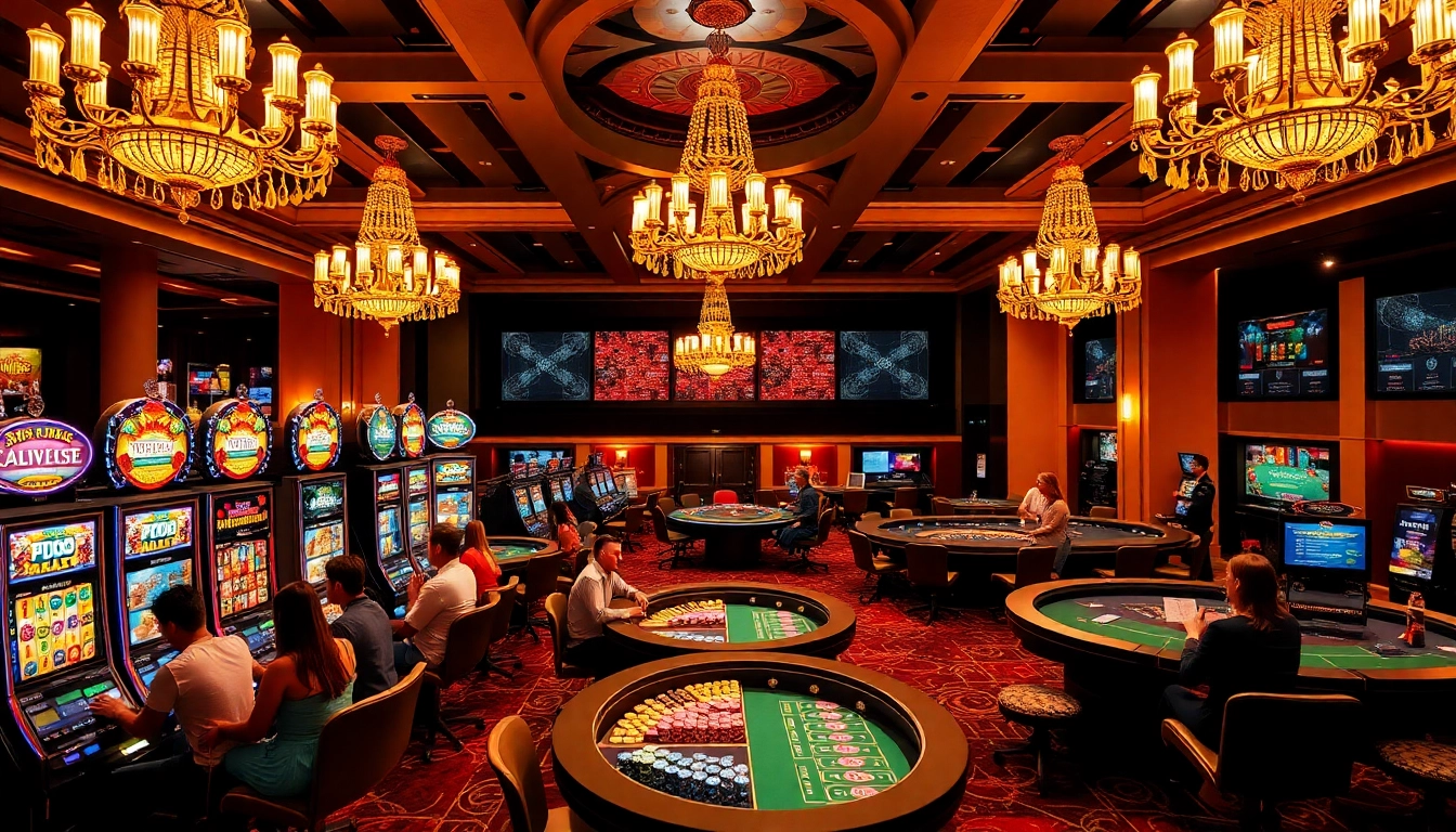 Experience the excitement of 222BD with players at luxurious casino tables and vibrant games.