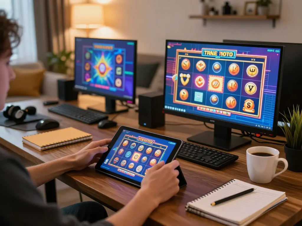 Engaging in a toto online game at home, showcasing interactive gameplay ambiance.