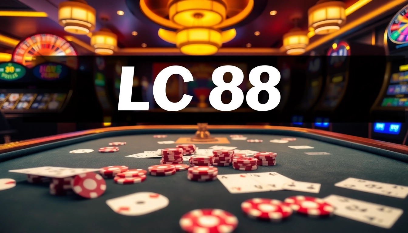 Engaging casino scene showcasing LC 88 poker action with vibrant chips and cards.