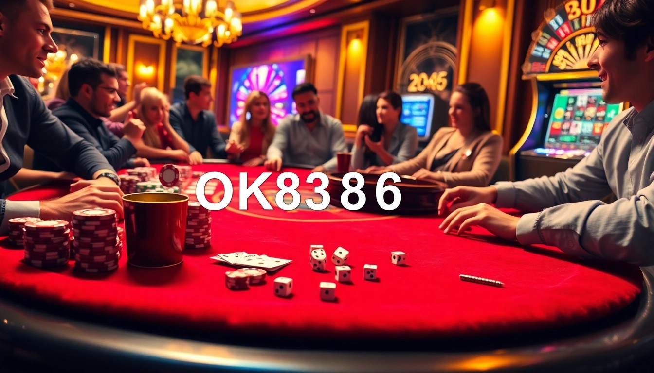 Experience the thrill of victory at a glamorous casino table with OK8386 poker action.