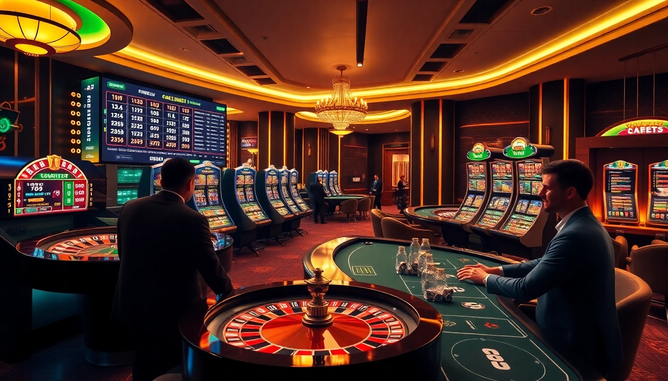 Experience premium casino action with ABC8's elegant online betting interface, featuring roulette and slot machines.
