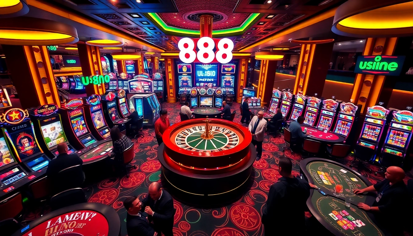 Experience thrilling gameplay at u 888 with luxurious casino tables and vibrant slot machines.