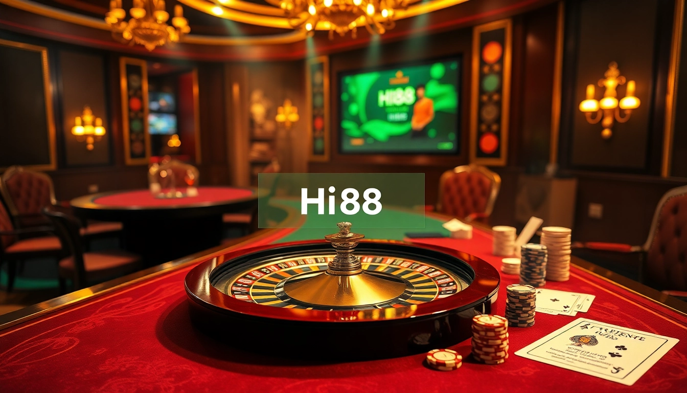 Engage with the Hi88 link while enjoying an exciting roulette game in a luxurious casino setting.