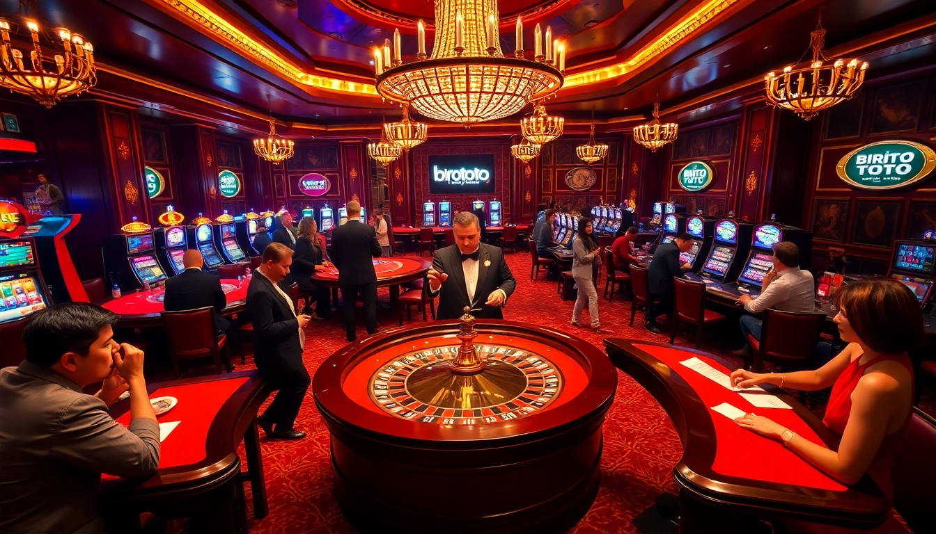 Engaging players experiencing the thrill of birutoto slots in a luxurious casino setting.