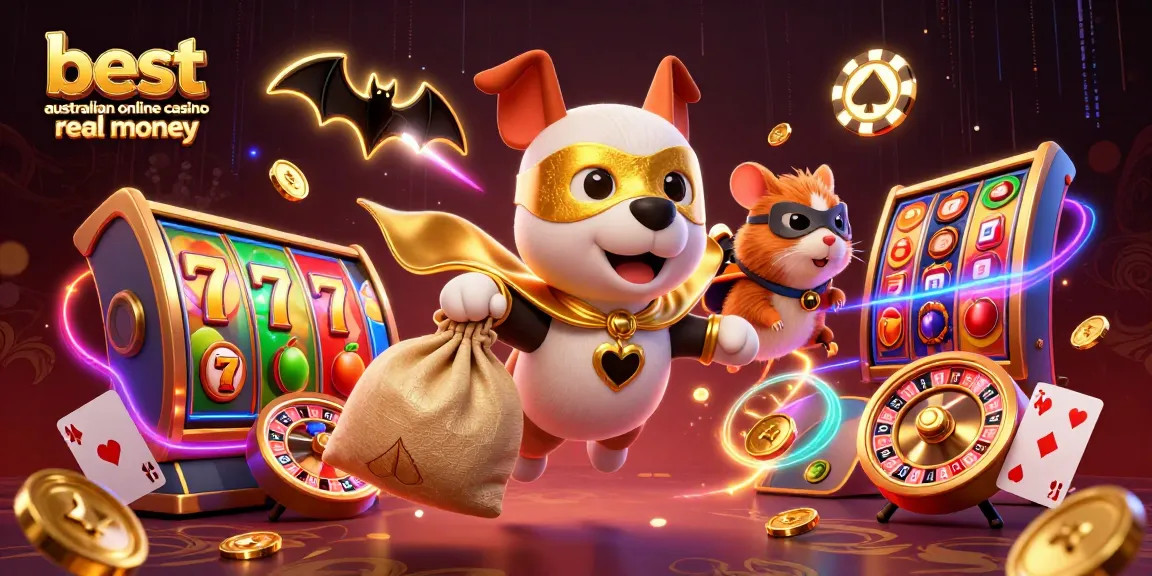 Experience the excitement at the best australian online casino real money with our vibrant casino-themed illustration.