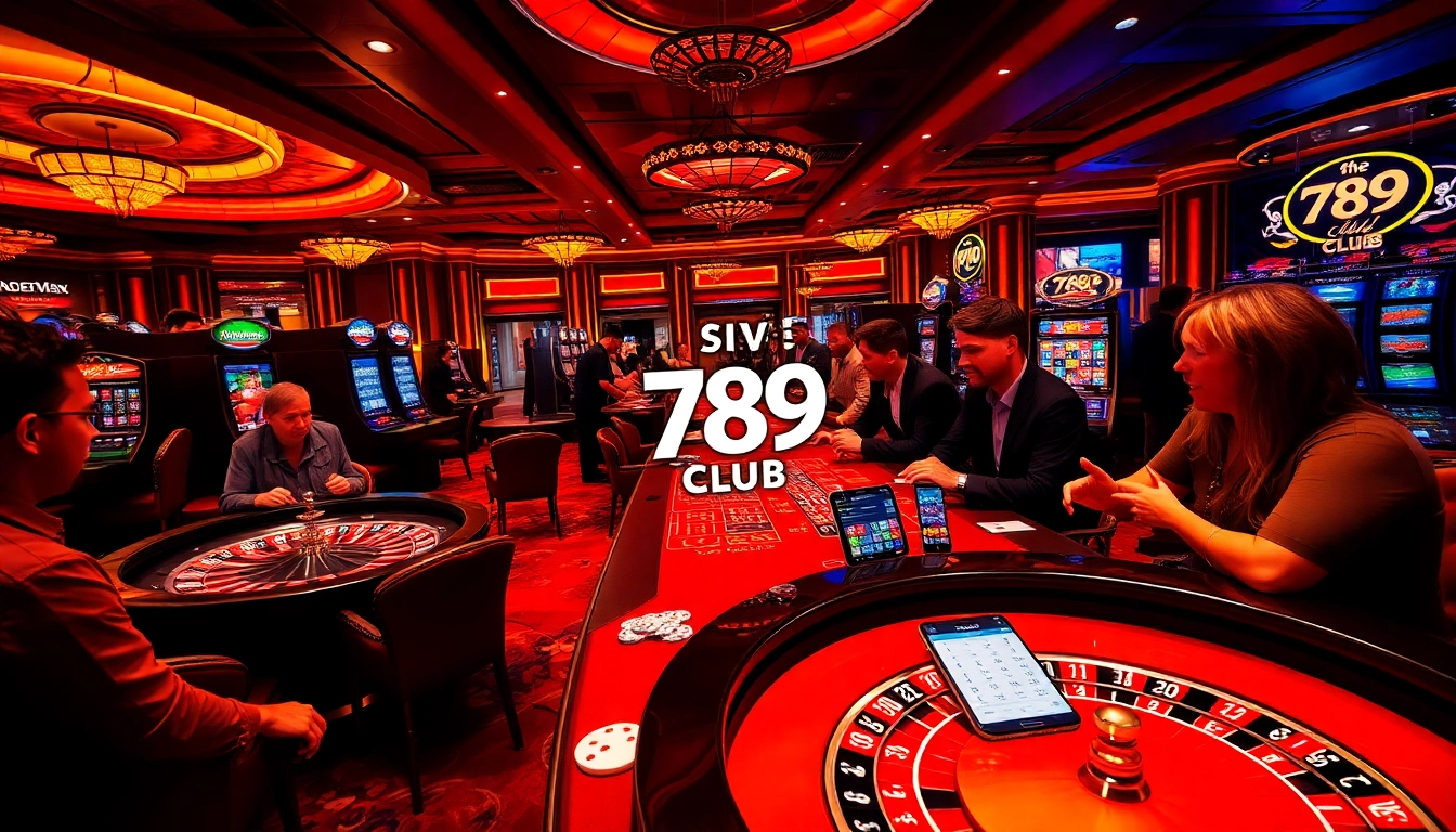 Exciting gameplay at the 789 club casino with players and vibrant gaming tables.