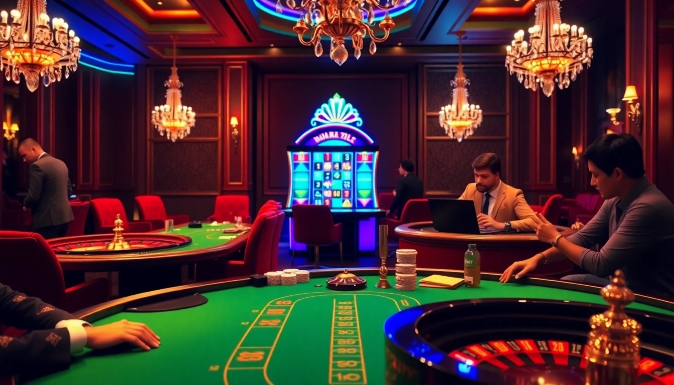 Experience the thrill of gambling at MM88 with vibrant poker tables and exciting slot machines.