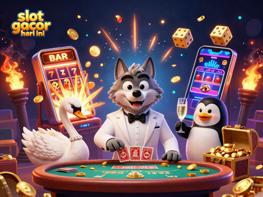 Menangkan slot gacor hari ini dengan karakter kasino berwarna-warni dalam ilustrasi 3D menarik.