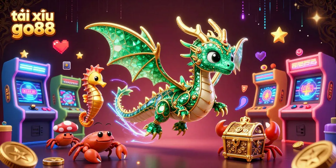 Experience the vibrant world of tài xỉu go88 with a sea dragon and treasure-themed digital illustration.