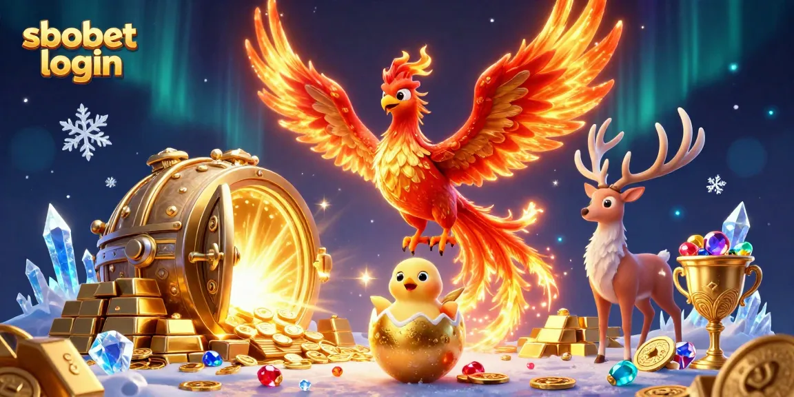 Bet on sbobet login with a vibrant gaming scene filled with gold and jewels.