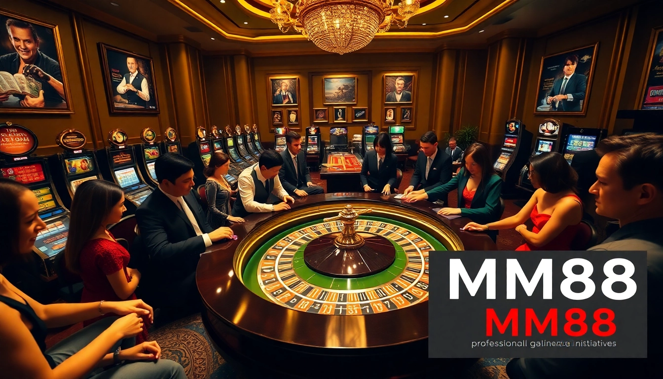 Players winning at the roulette table in a luxurious MM88 casino setting.