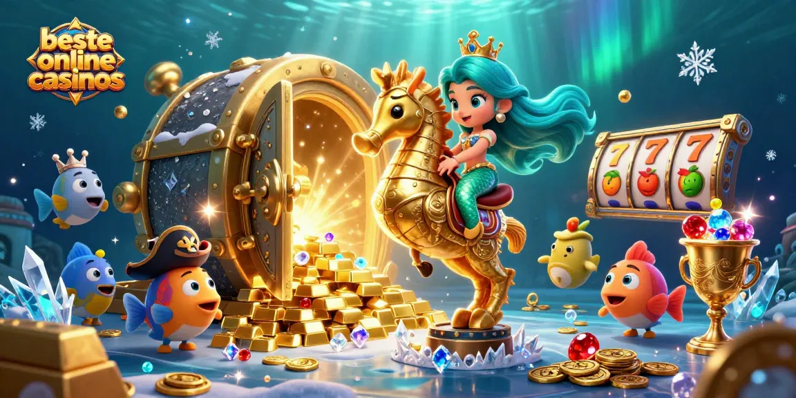 Engage with the beste online casinos in this vibrant 3D scene featuring a mermaid princess and riches.