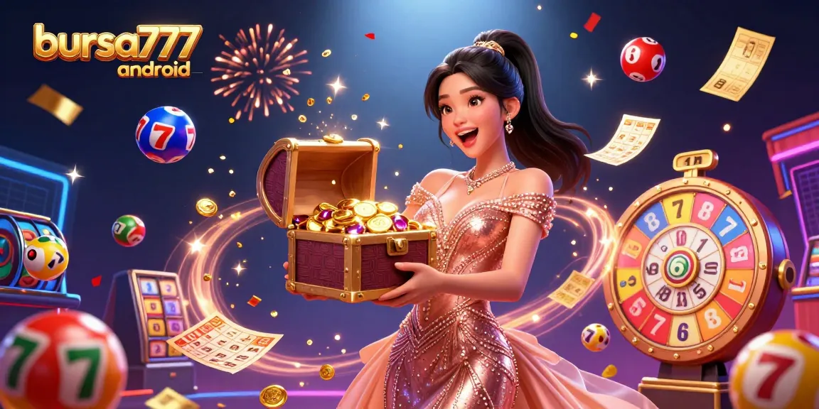 The bursa777 android showcases a treasure chest of riches, with casino-themed excitement and lively gaming elements.