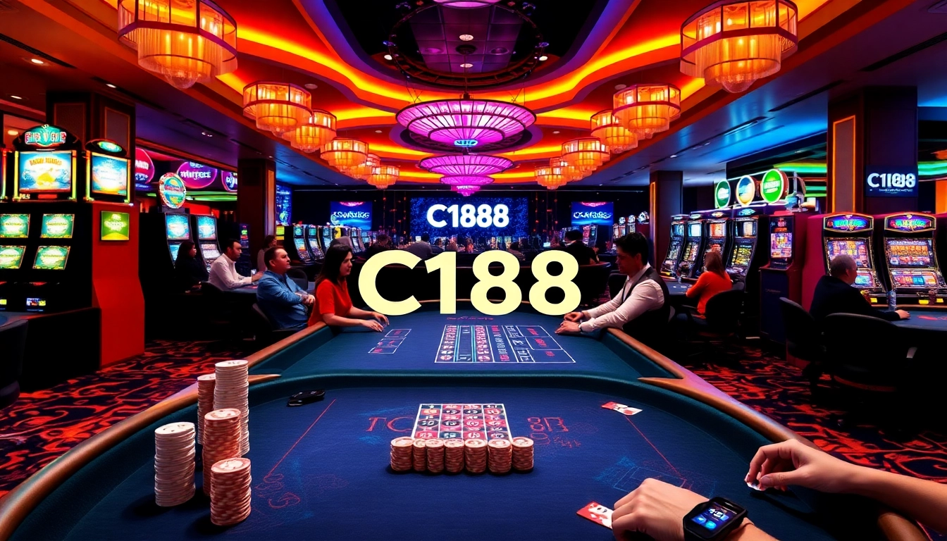 C168 casino scene with players at gaming tables enjoying poker and roulette