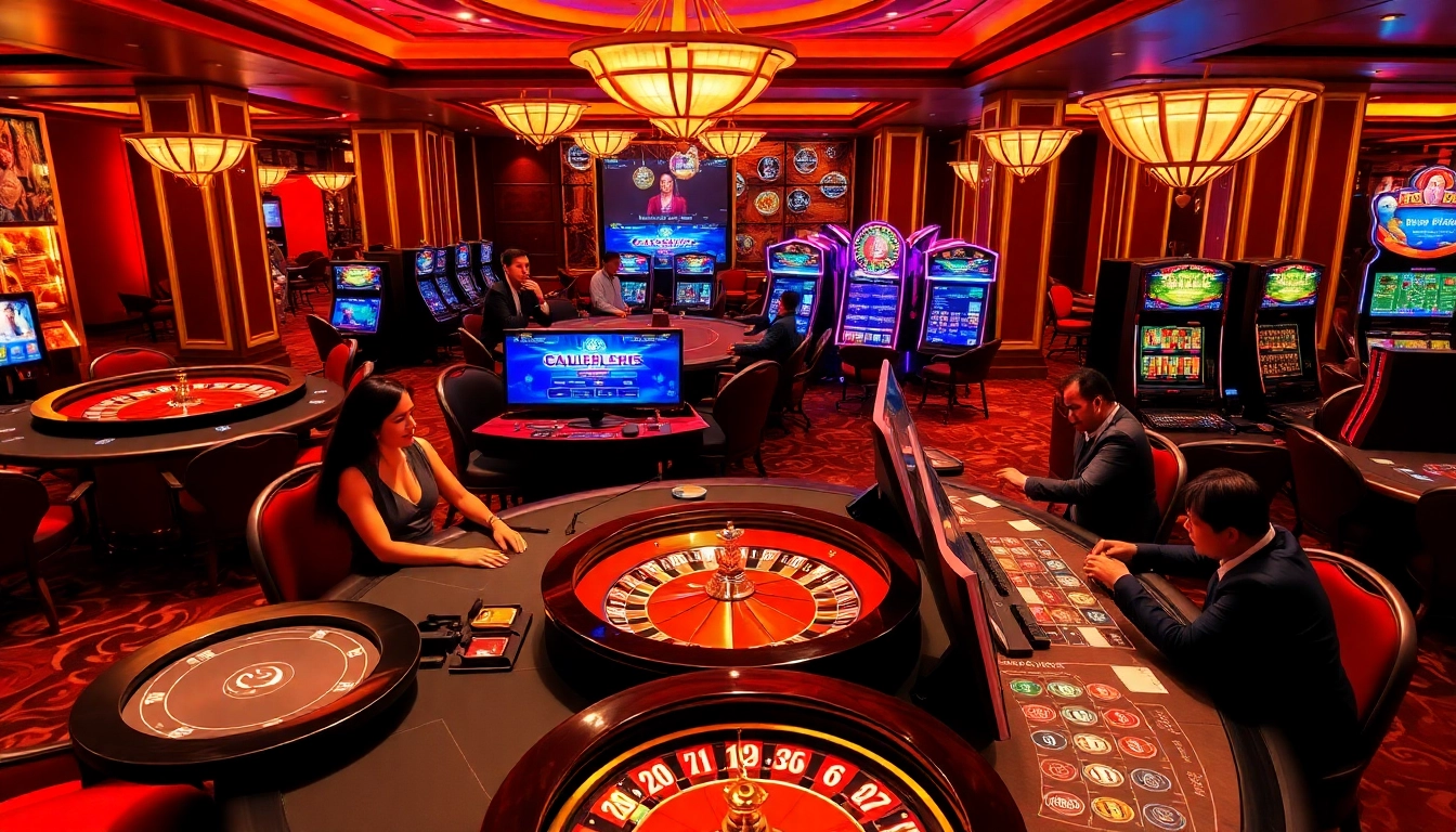 PHTAYA players enjoying an exciting casino experience with poker and roulette games in a luxurious setting.