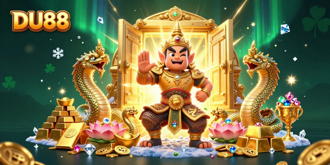 Win big at DU88 casino with treasures, treatments, and guardian charm in this vibrant scene.