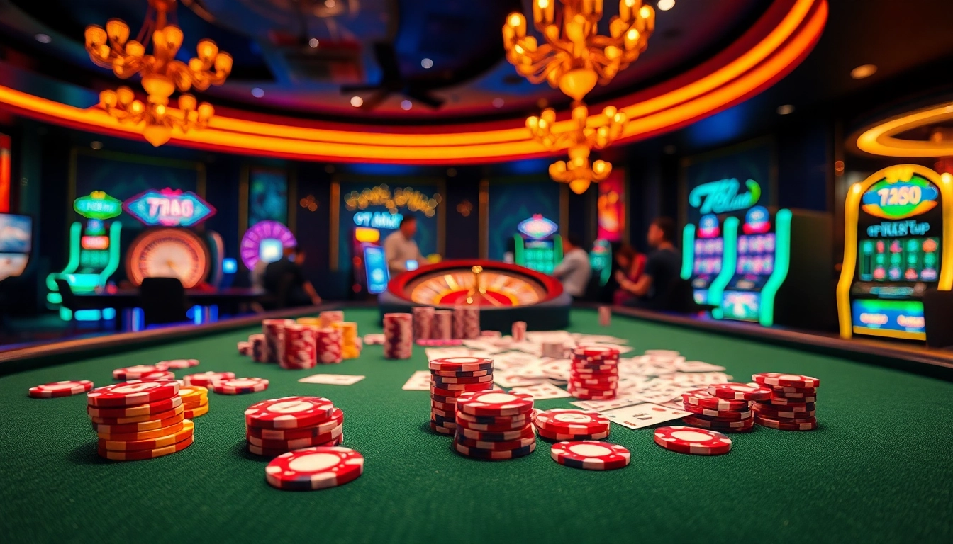 Engaging players enjoying a thrilling game at 789club's casino table, surrounded by poker chips and roulette.
