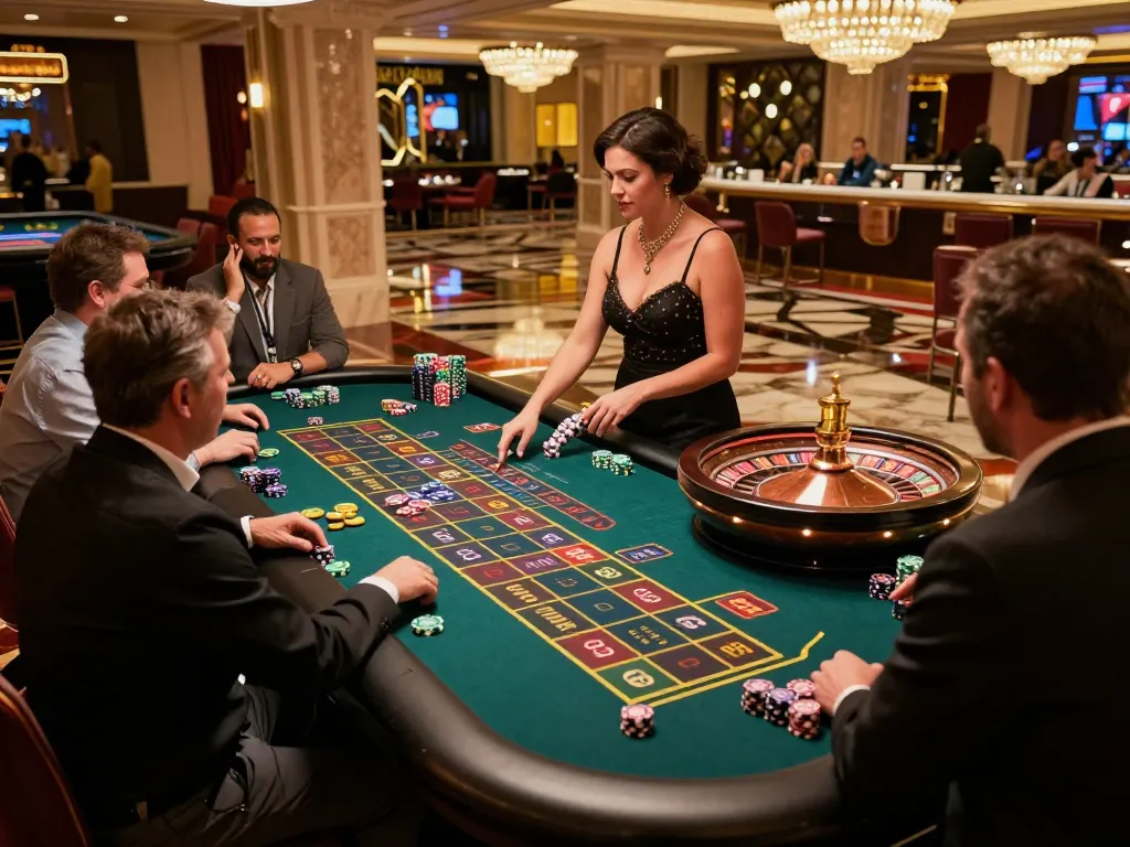 cm88 players engaged in exciting roulette betting at a lavish casino table under warm lighting