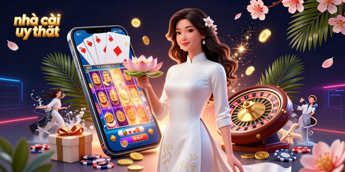 Experience the allure of nhà cái uy tín with a captivating illustration showcasing elegant characters and dynamic gambling elements.