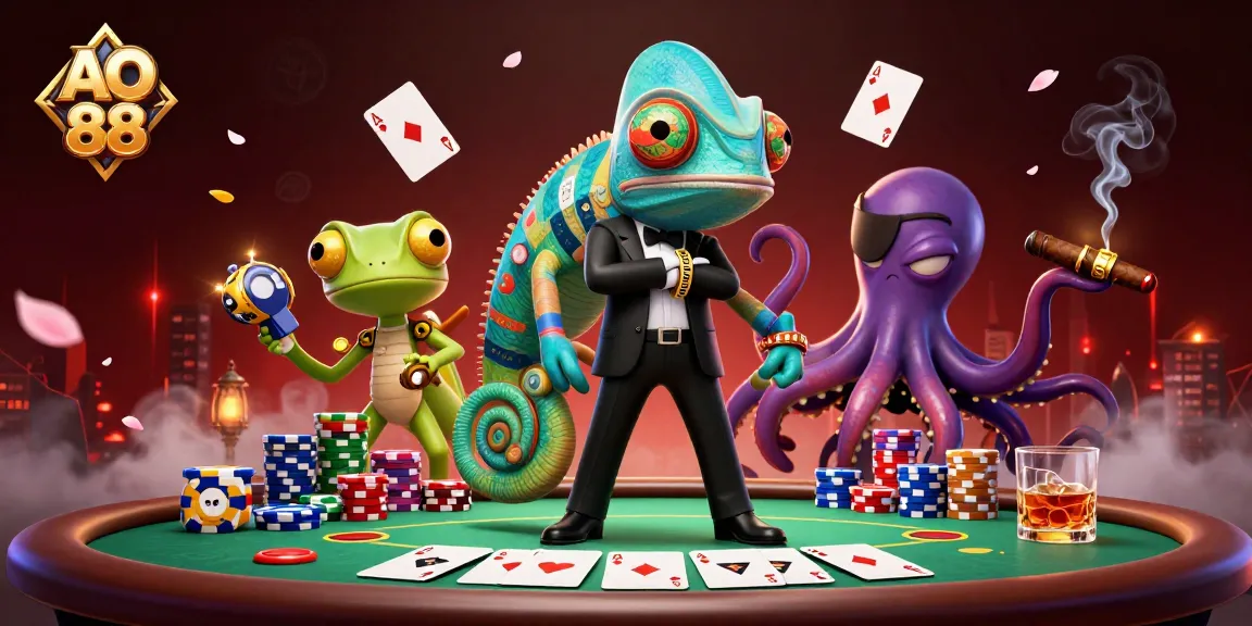 Engage in action at AO 88's dynamic poker games, led by a secret agent chameleon.