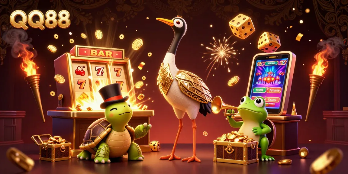 Experience the thrilling QQ88 casino world with vibrant characters and exciting game elements.