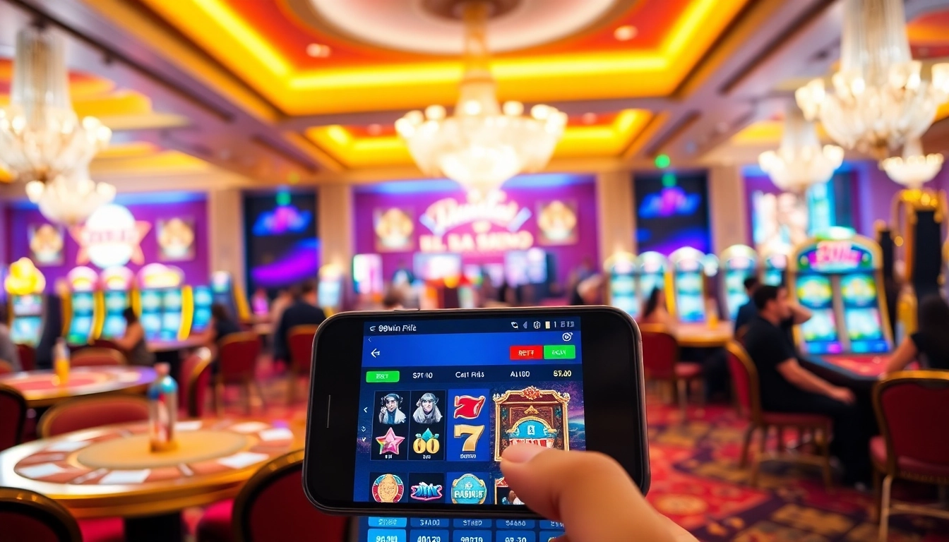 Experience the excitement of gambling with the app 98win showcasing vibrant casino action and betting.