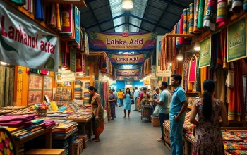 Lanka Add vibrant marketplace in Sri Lanka showcasing local vendors and colorful crafts